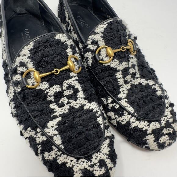 Gucci Jordaan Horsebit GG Tweed Loafers Womens Size 37 - Picture 5 of 12